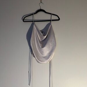 Dynamite Silver Satin Drape Top